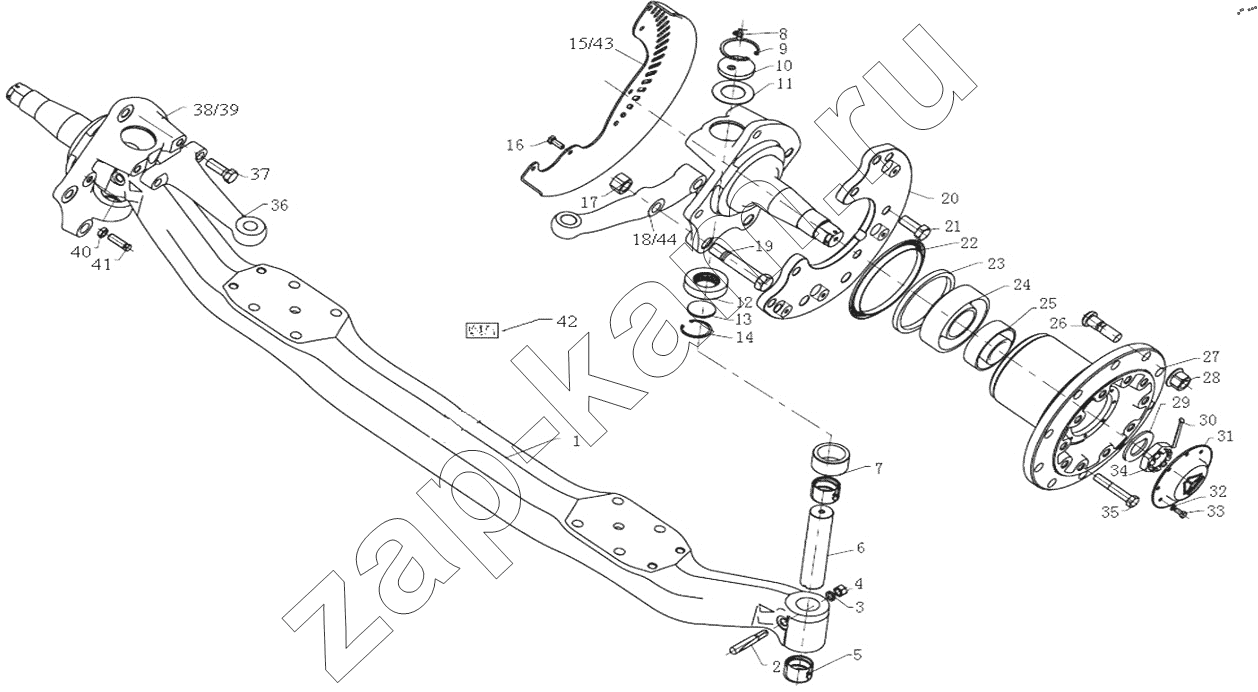 Схема/чертеж: Front axle assembly / HOWO ZZ4257N3247N1B_A7_D12_380