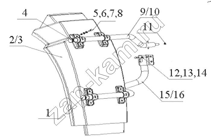 Схема/чертеж: Rear fender / HOWO ZZ4257N3247N1B_A7_D12_380