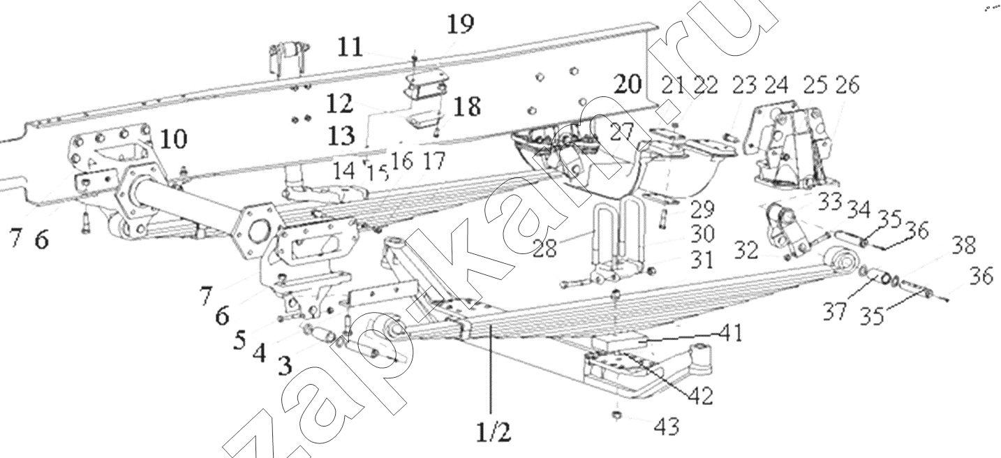Схема/чертеж: A7 front suspension / HOWO ZZ4257N3247N1B_A7_D12_380