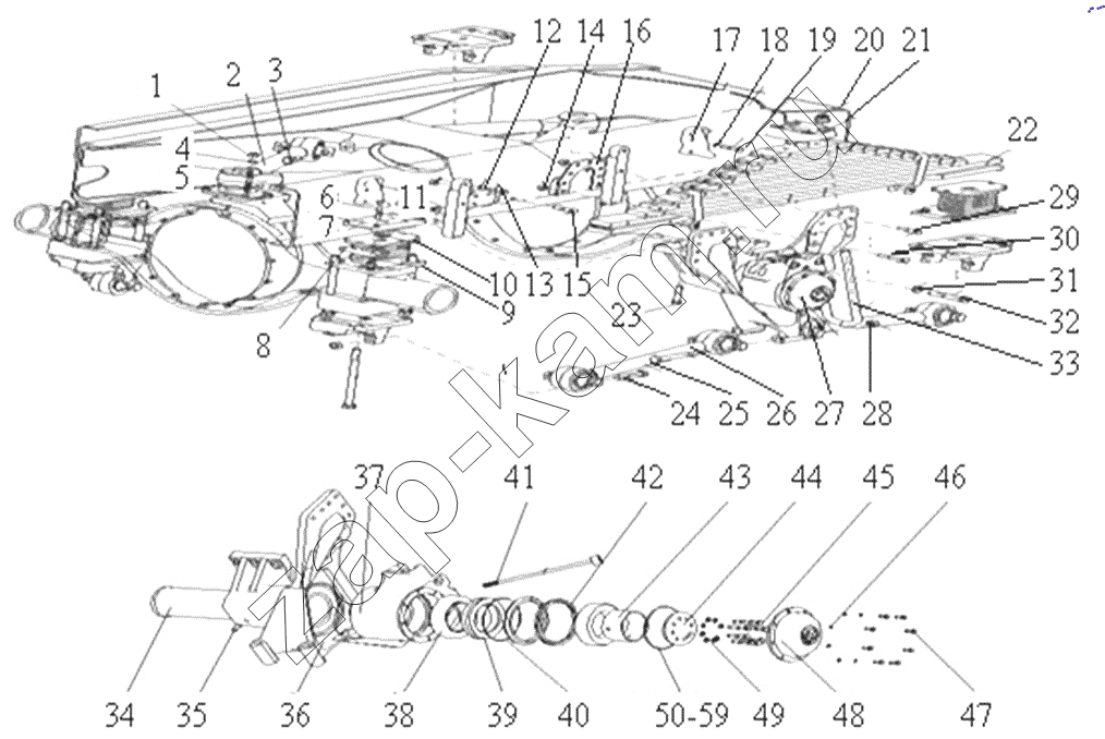 Схема/чертеж: Disconnected balanced suspension / HOWO ZZ4257N3247N1B_A7_D12_380