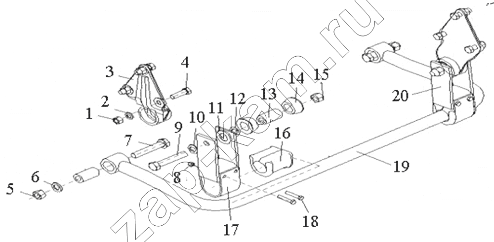 Схема/чертеж: Rear transverse stabilizer / HOWO ZZ4257N3247N1B_A7_D12_380