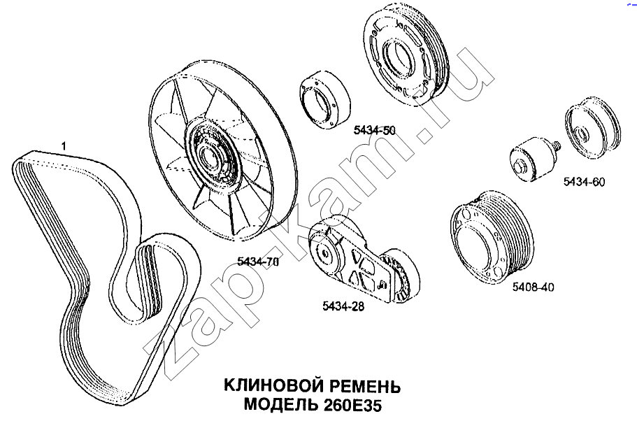Схема/чертеж: Клиновой ремень / IVECO EuroTech CURSOR