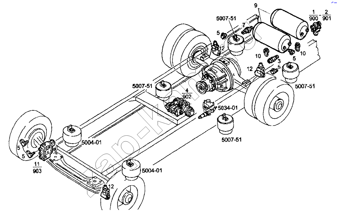 Схема/чертеж: Пневмоподвеска / IVECO EuroTech CURSOR