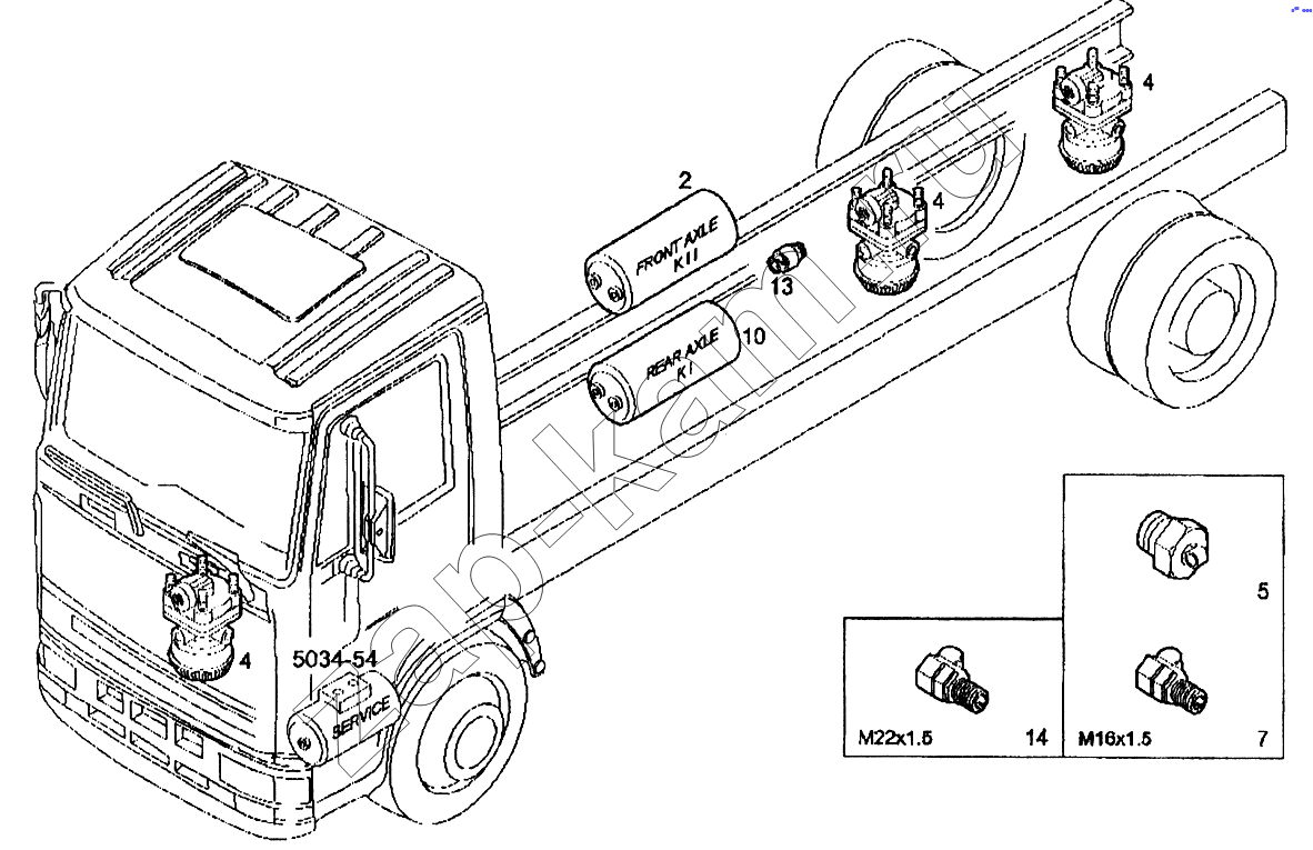Схема/чертеж: Пневматическая тормозная система / IVECO EuroTech CURSOR