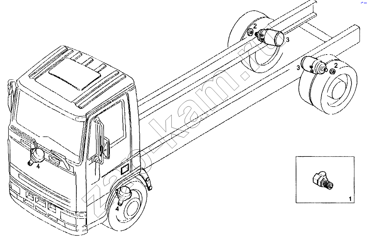 Схема/чертеж: Пневматические тормозные цилиндры / IVECO EuroTech CURSOR