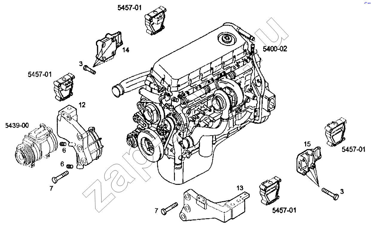 Схема/чертеж: Подвеска двигателя / IVECO EuroTech CURSOR