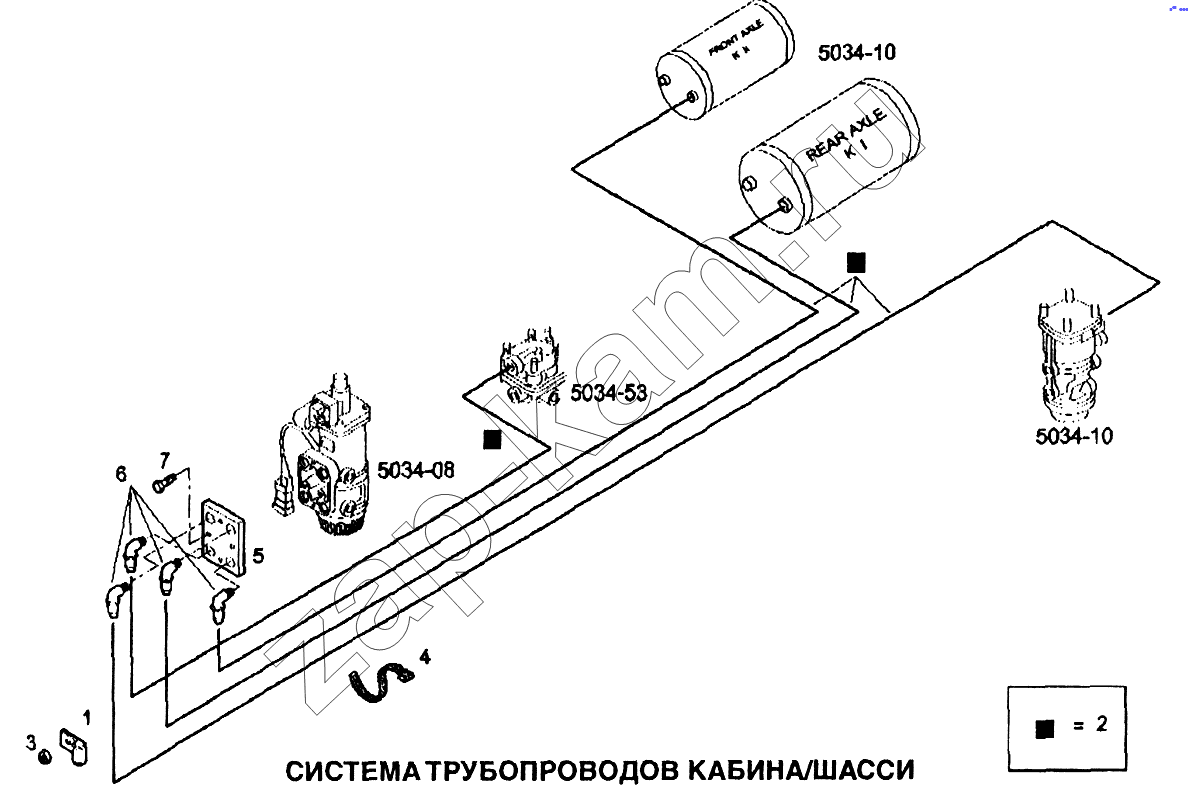 Схема/чертеж: Система трубопроводов кабина/шасси / IVECO EuroTech CURSOR