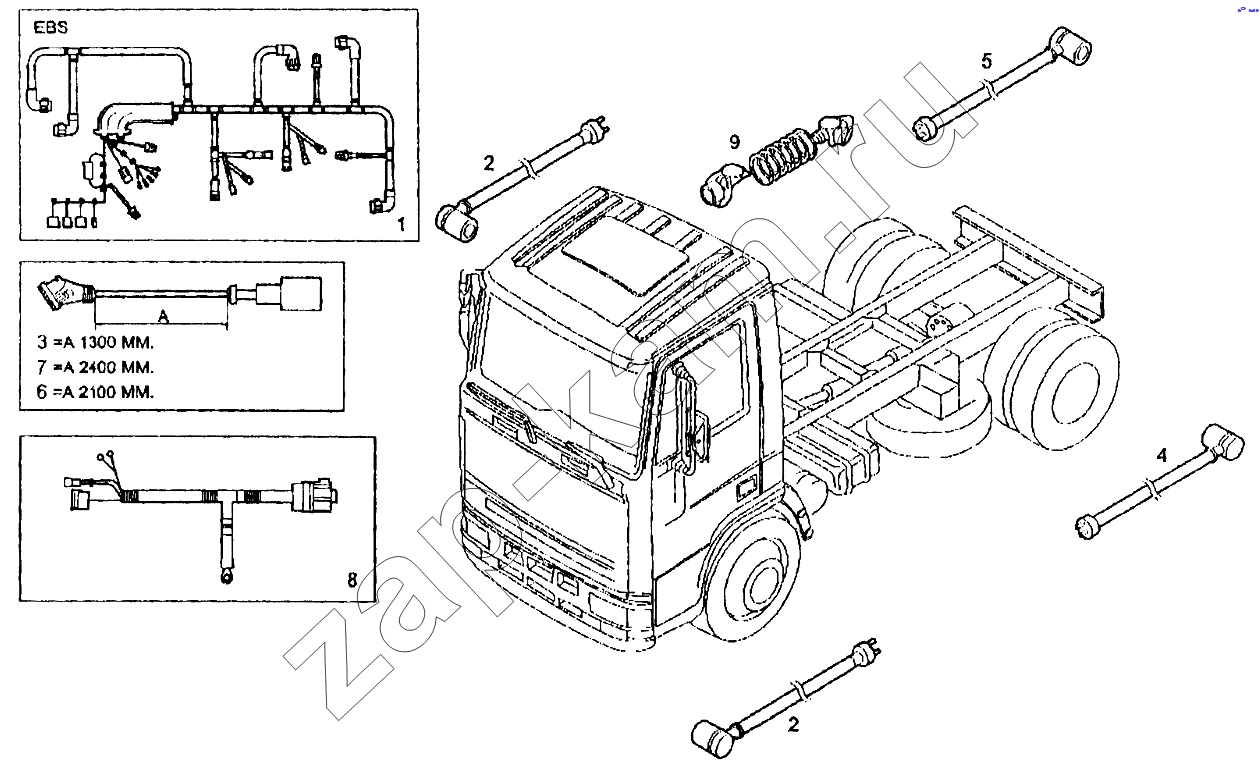 Схема/чертеж: Электропроводка EBS на раме / IVECO EuroTech CURSOR