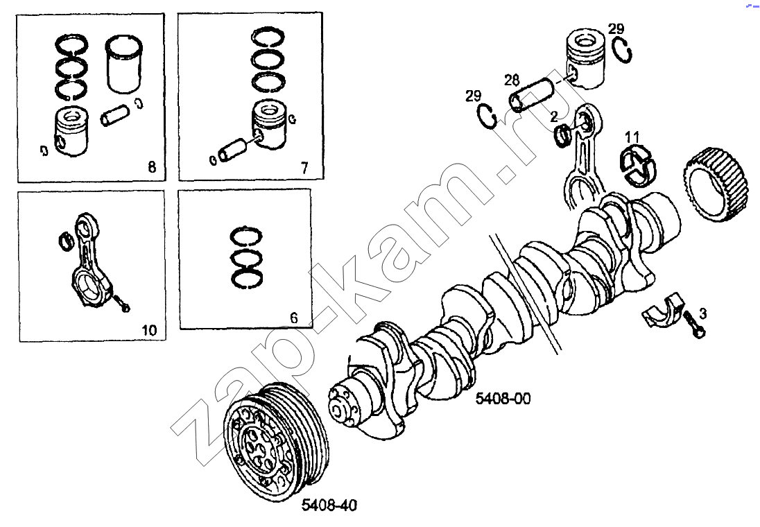 Схема/чертеж: Шатуны и поршни / IVECO EuroTech CURSOR