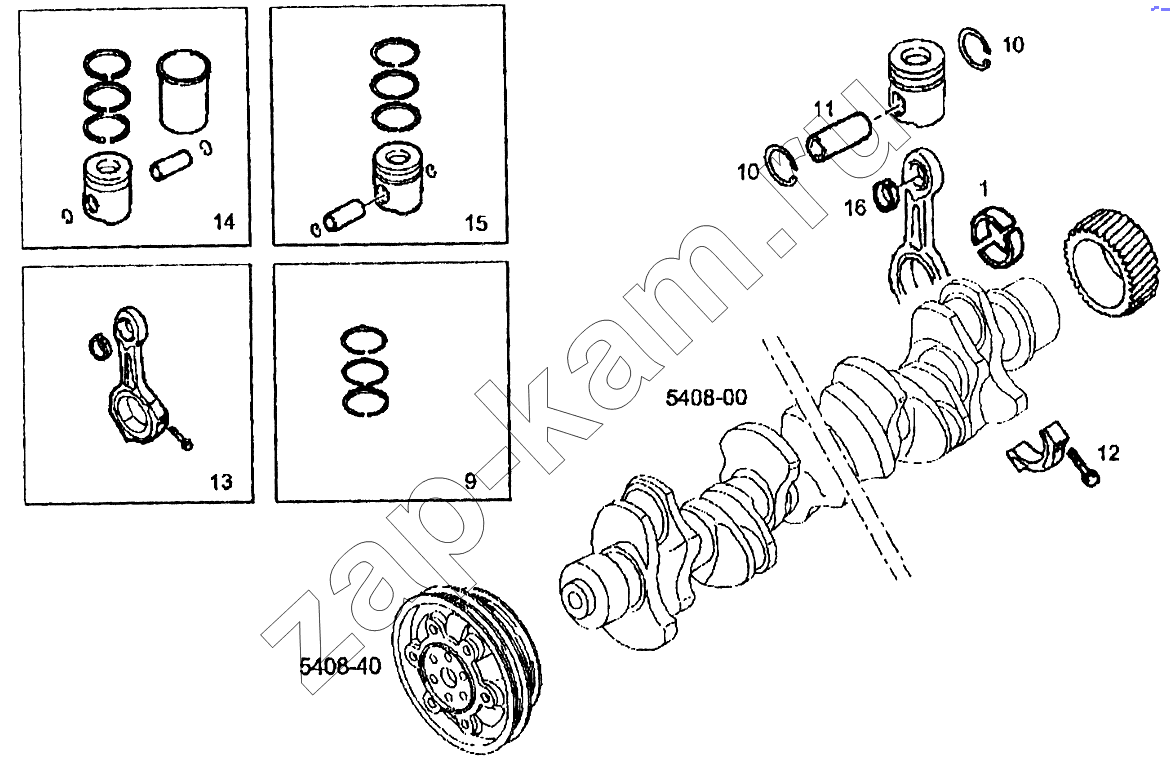 Схема/чертеж: Шатуны и поршни / IVECO EuroTech CURSOR