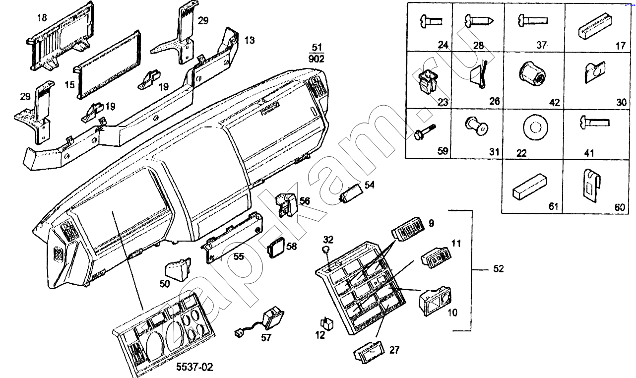 Схема/чертеж: Отделка приборной панели / IVECO EuroTech CURSOR