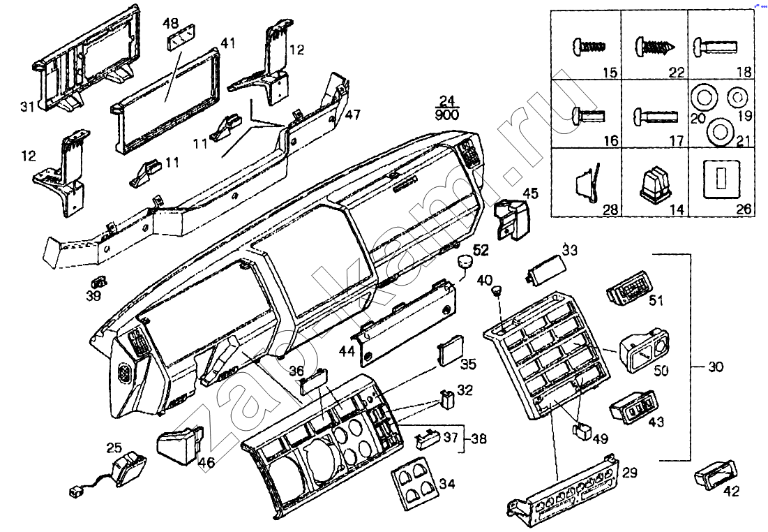 Схема/чертеж: Отделка приборной панели / IVECO EuroTech CURSOR