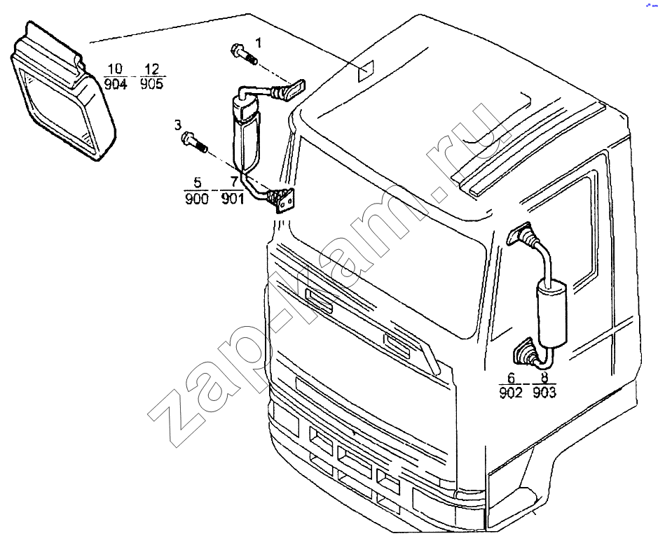 Схема/чертеж: Внешнее зеркало водителя / IVECO EuroTech CURSOR