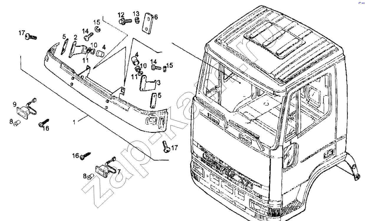 Схема/чертеж: Солнцезащитный козырек / IVECO EuroTech CURSOR