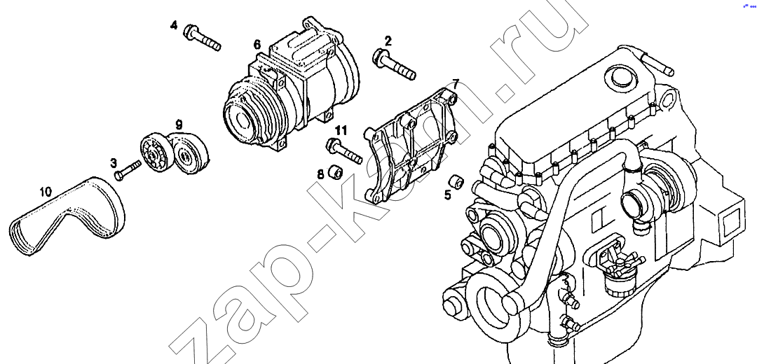 Схема/чертеж: Компрессор кондиционера / IVECO EuroTech CURSOR