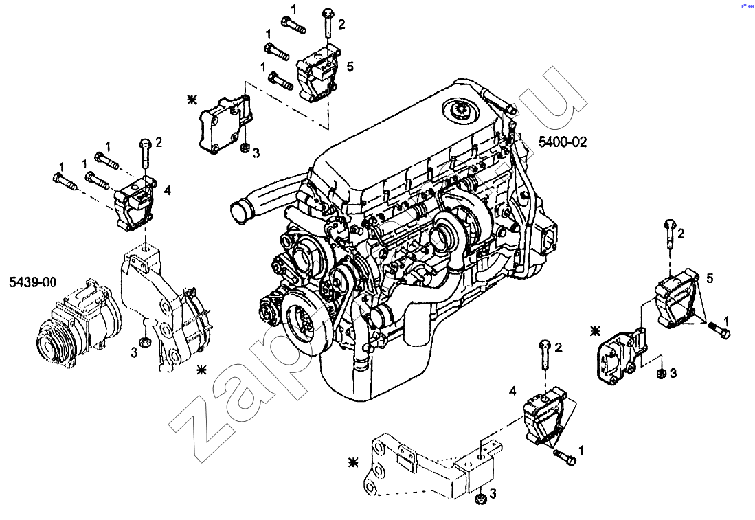 Схема/чертеж: Подвеска двигателя / IVECO EuroTech CURSOR