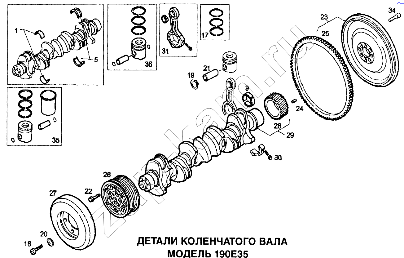 Схема/чертеж: Детали коленчатого вала / IVECO EuroTech CURSOR
