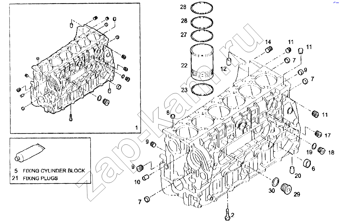 Схема/чертеж: Блок цилиндров / IVECO EuroTech CURSOR