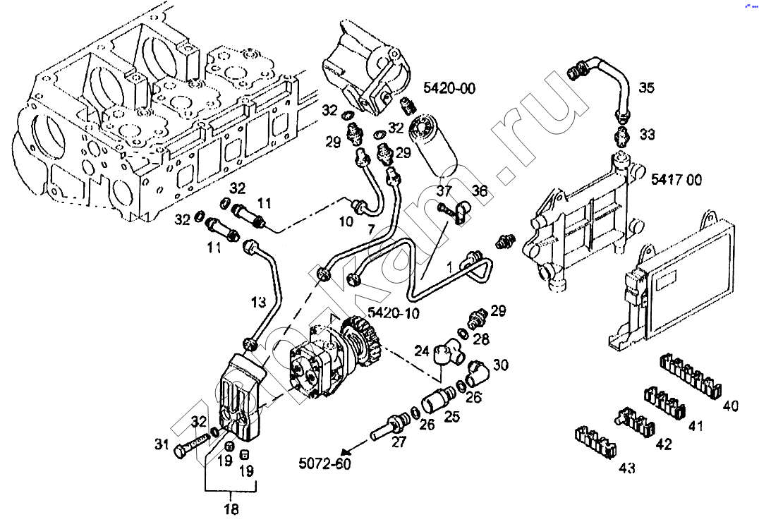 Схема/чертеж: Топливные трубопроводы / IVECO EuroTech CURSOR