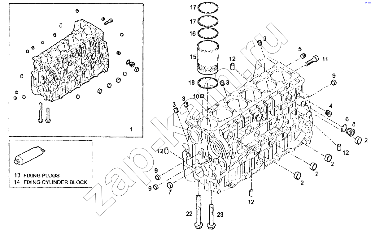 Схема/чертеж: Блок цилиндров / IVECO EuroTech CURSOR