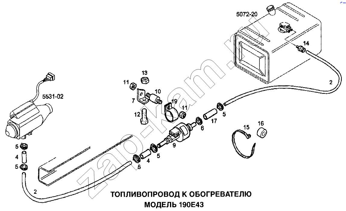 Схема/чертеж: Топливопровод к обогревателю / IVECO EuroTech CURSOR
