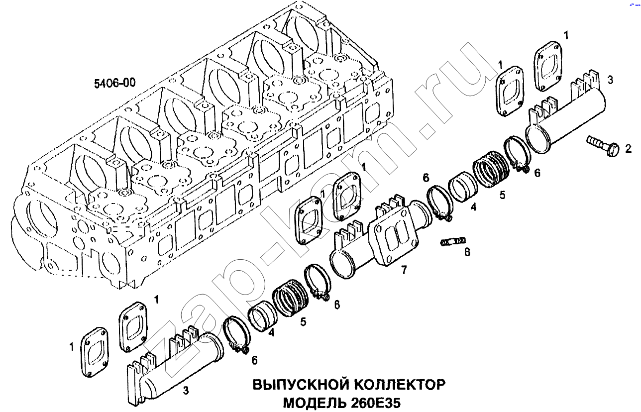 Схема/чертеж: Выпускной коллектор / IVECO EuroTech CURSOR