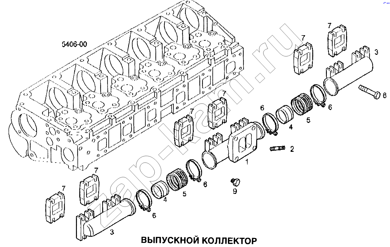 Схема/чертеж: Выпускной коллектор / IVECO EuroTech CURSOR