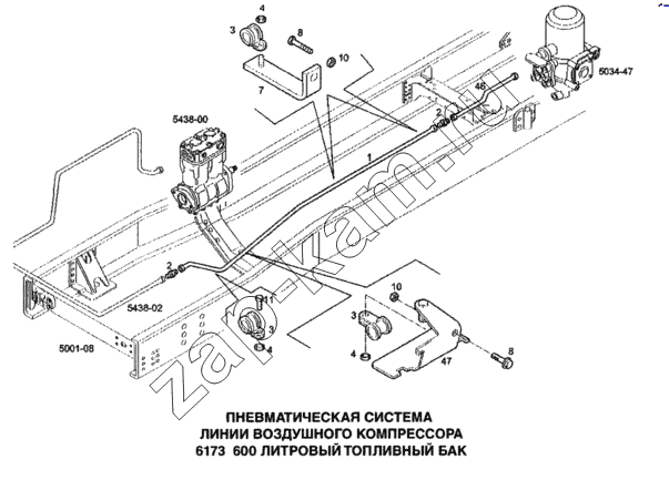Схема/чертеж: Пневматическая система, линии воздушного компрессора / IVECO Stralis