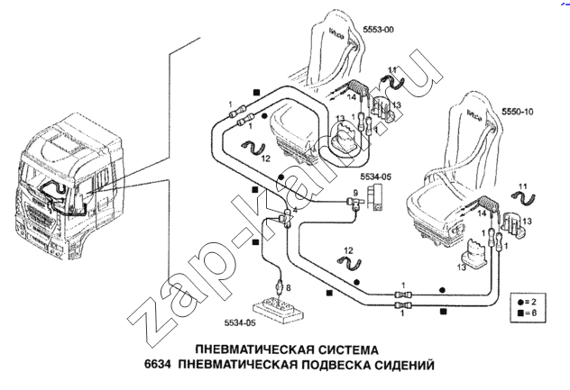 Схема/чертеж: Пневматическая система, пневматическая подвеска сидений / IVECO Stralis