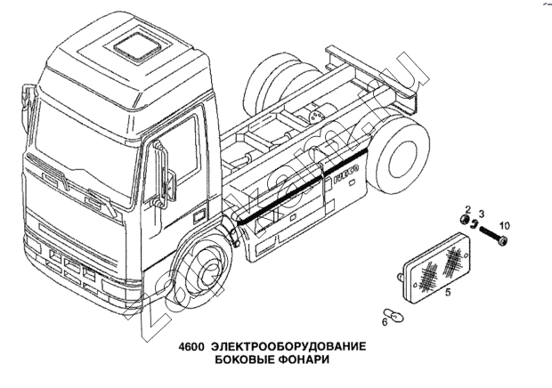 Схема/чертеж: Электрооборудование, боковые фонари / IVECO Stralis
