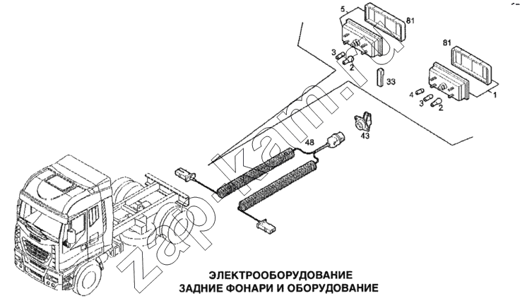 Схема/чертеж: Электрооборудование, задние фонари и оборудование / IVECO Stralis