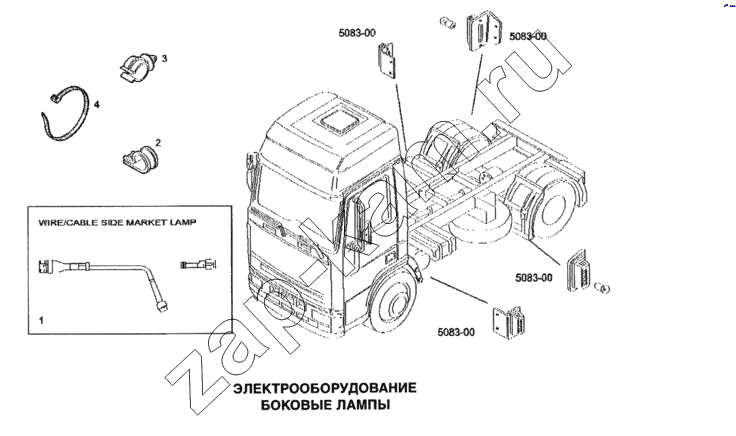 Схема/чертеж: Электрооборудование, боковые лампы / IVECO Stralis