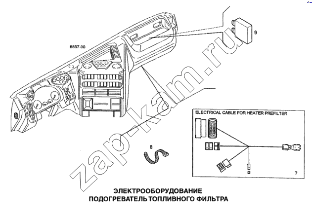 Схема/чертеж: Электрооборудование, подогреватель топливного фильтра / IVECO Stralis