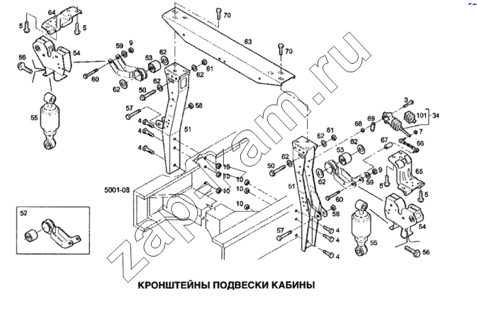 Схема/чертеж: Кронштейны подвески кабины / IVECO Stralis