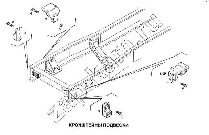 Схема/чертеж: Кронштейны подвески кабины / IVECO Stralis