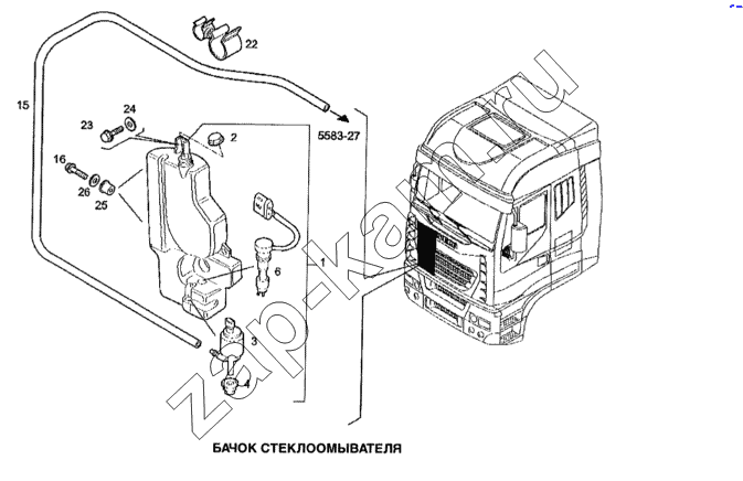 Схема/чертеж: Бачок стеклоомывателя / IVECO Stralis