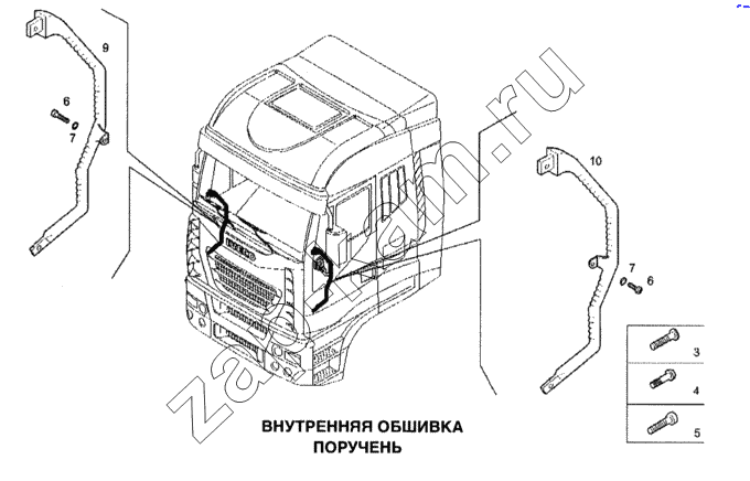 Схема/чертеж: Внутренняя обшивка, поручень / IVECO Stralis