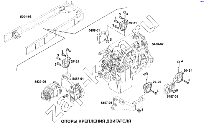 Схема/чертеж: Опоры крепления двигателя / IVECO Stralis