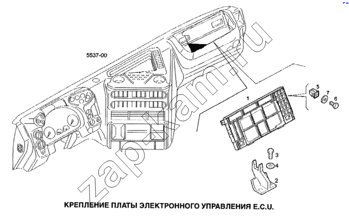 Схема/чертеж: Крепление платы электронного управления E.C.U. / IVECO Stralis