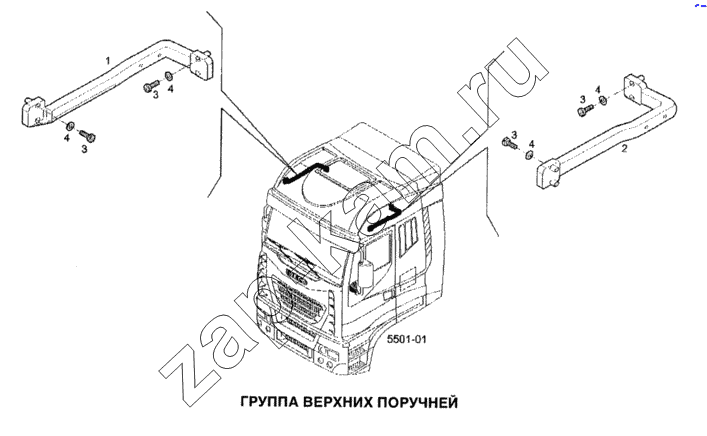 Схема/чертеж: Группа верхних поручней / IVECO Stralis