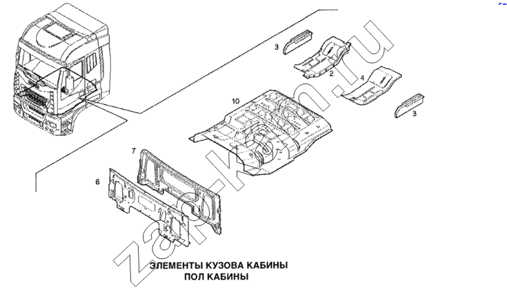 Схема/чертеж: Пол кабины / IVECO Stralis