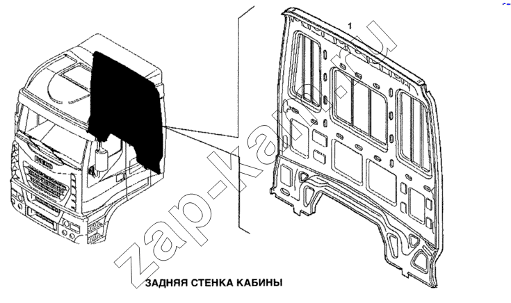 Схема/чертеж: Задняя стенка кабины / IVECO Stralis
