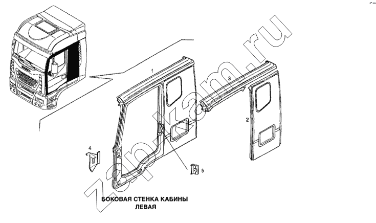 Схема/чертеж: Боковая стенка кабины правая / IVECO Stralis