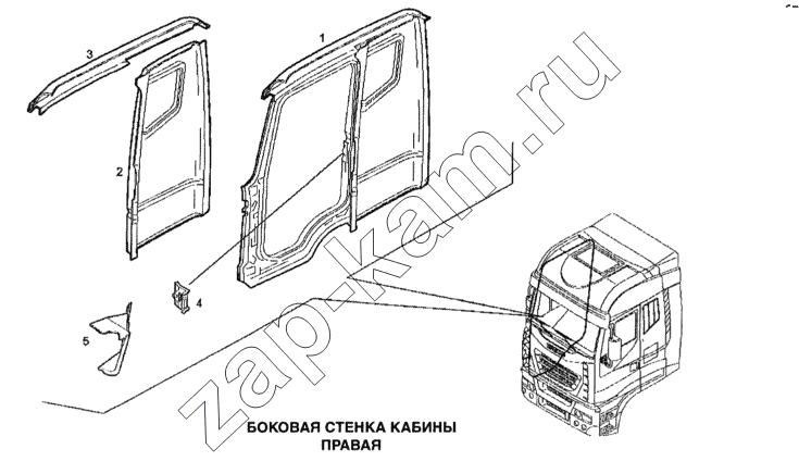 Схема/чертеж: Боковая стенка кабины правая / IVECO Stralis