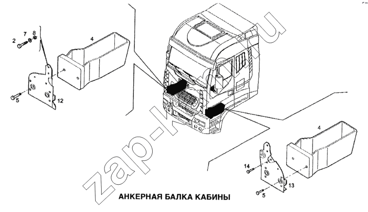 Схема/чертеж: Анкерная балка кабины / IVECO Stralis
