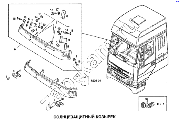 Схема/чертеж: Солнцезащитный козырек / IVECO Stralis