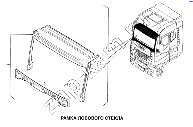 Схема/чертеж: Рамка лобового стекла / IVECO Stralis
