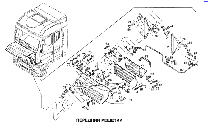 Схема/чертеж: Передняя решетка / IVECO Stralis