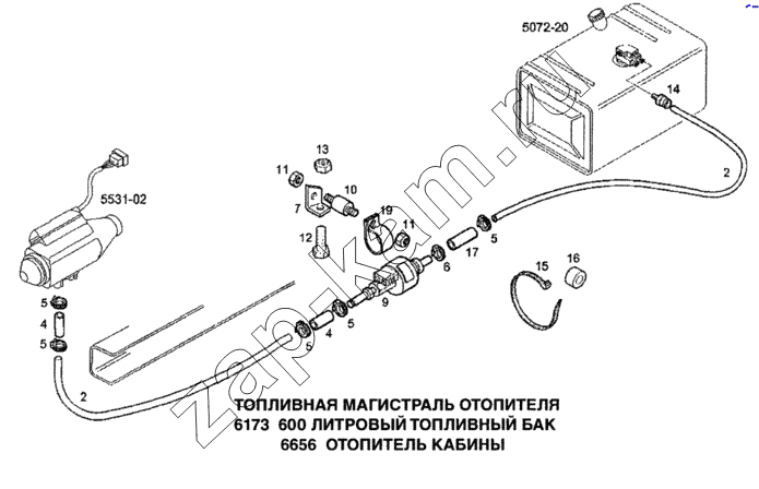 Схема/чертеж: Топливная магистраль отопителя / IVECO Stralis