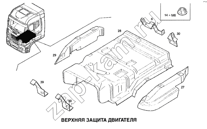 Схема/чертеж: Верхняя защита двигателя / IVECO Stralis